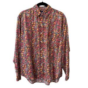 Vintage Gap Womens Ditsy Floral Button Down Shirt Size Medium 90s Cotton Vibrant